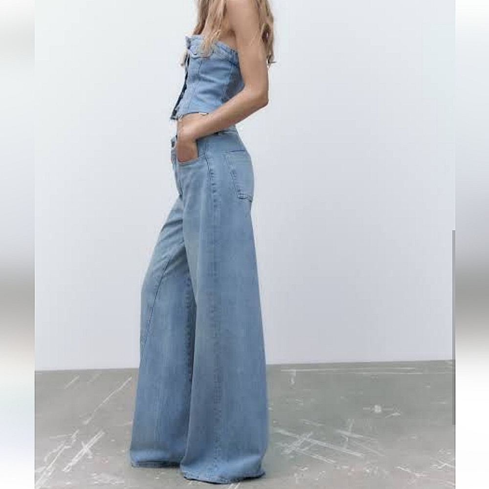 ZARA WIDE LEG JEANS Blue Size 0/32